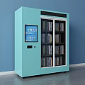 Light Blue Public Book Vending Machine With Transparent Door And Touch Screen 3d model