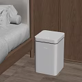 White Smart Trash Can With Modern Design In Home Living Room Interior