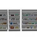 Organized Medical Device Storage Shelves with Categorized Supplies and Labeled Products