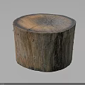 Rustic Wooden Tree Stump Decorative Piece With Round Surface And Natural Growth Rings