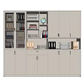 Practical Multi Compartment Bookcase With Books File Folders Globe And Storage Drawers
