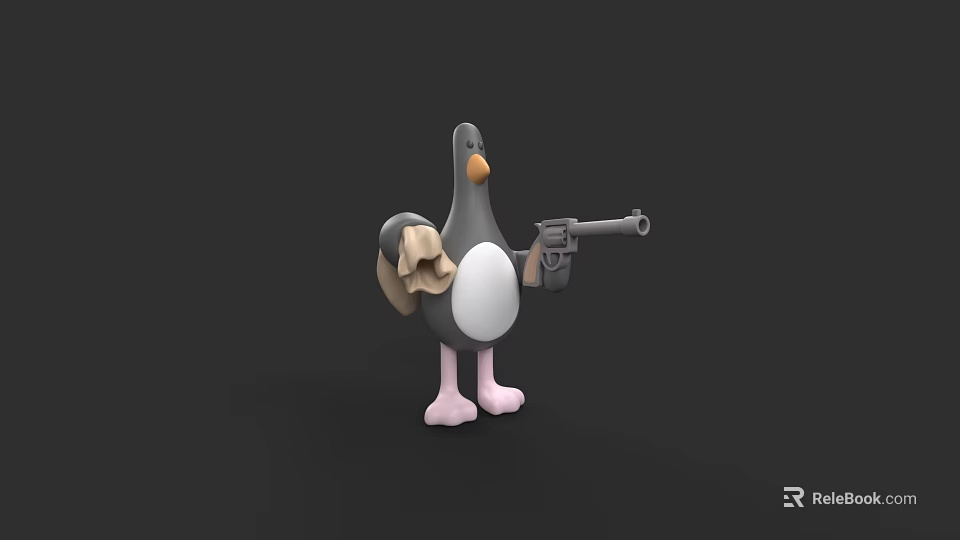 Aquatic Animal Penguin Holding a Gun with Cloth in 3D Model Design 3d model 