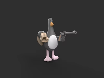 Aquatic Animal Penguin Holding a Gun with Cloth in 3D Model Design 3d model