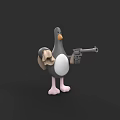 Aquatic Animal Penguin Holding a Gun with Cloth in 3D Model Design