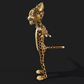 Cartoon Cheetah 3D Model Standing With Outstretched Arms Yellow Body Black Spots Blue Eyes