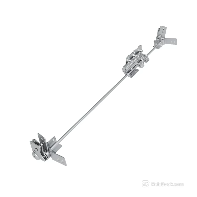 Durable Silver Metal Support Rod with Hinge Brackets for Furniture Hardware 3d model 