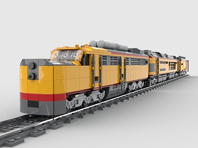 Lego LEGO toy building blocks yellow train light rail subway high-speed rail bullet train urban rail train rail transit tram city 3d model