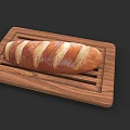 Freshly Baked Golden Loaf of Bread on Wooden Slotted Serving Tray