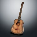 Vintage Style Handmade Guitar with Detailed Decorative Carvings Using Art Supplies