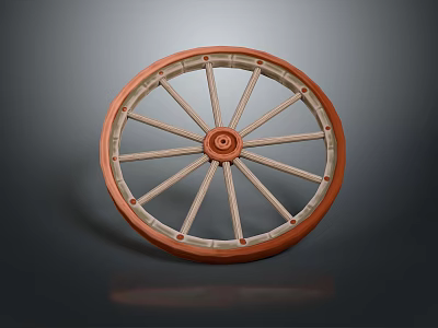 Car Wheel Automotive Part With Orange Rim Beige Spokes And Central Hub 3d model