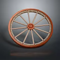 Car Wheel Automotive Part With Orange Rim Beige Spokes And Central Hub