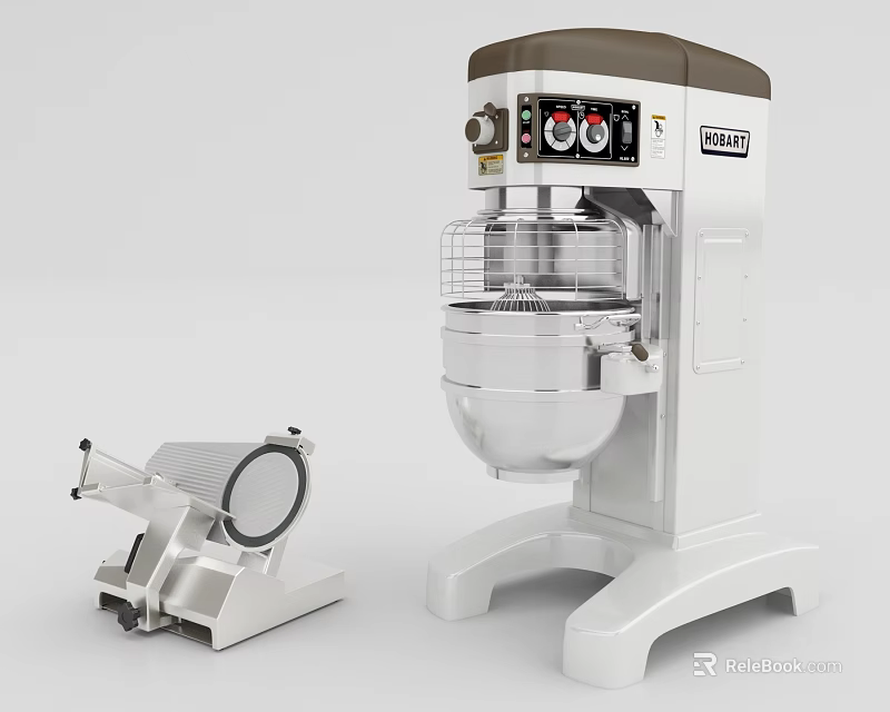 Commercial Kitchen Appliances Including Belshaw Mixer And Slicing Machine 3d model 