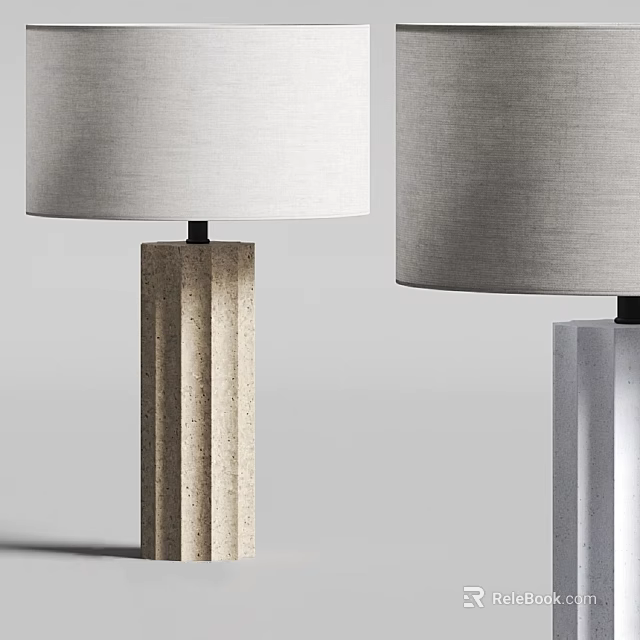 Modern Minimalist Table Lamp With Textured Column Base And Fabric Shade 3d model