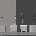 Modern Bathroom Accessories Toilet Brush Holders With White Base And Wooden Black Handles
