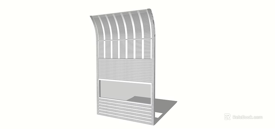 Road Facility Structure With Curved Top Louver Design And Functional Urban Shelter 3d model 