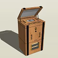 Wooden Device With Open Lid Control Panel And Storage Compartment Structure