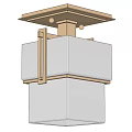 Modern White Cube Ceiling Light With Square Metal Base And Decorative Frame 3d model