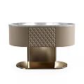 Modern Quilted Nightstand With Marble Top Diamond Pattern And Gold Metal Base