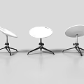 Three White Circular Electronic Devices With Black Tripod Stands And Modern Design