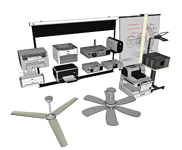 Modern office equipment digital combination printer projector projection 3d model