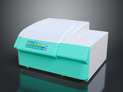 Modern Laboratory Centrifuge with White Turquoise Body Digital Display and Sleek Design 3d model