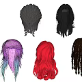 Different Colorful Hair Wig Hanging Decorations with Braided Curly Straight Styles