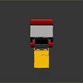 Red Black Industrial Forklift With Yellow Safety Cage And Platform