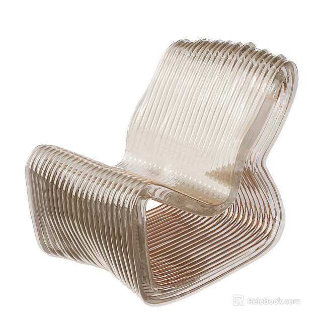 Transparent Striped Leisure Chair With Modern Wavy Design For Living Room 3d model 
