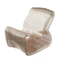 Transparent Striped Leisure Chair With Modern Wavy Design For Living Room
