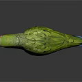 Green Parrot With Red Eye Patch And Vibrant Feathers Perched On Surface 3d model
