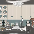 Cozy Kids Room Interior Design With Stuffed Animals Play Area And Storage Cabinets