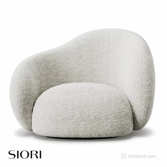 Plush Gray Accent Chair with Curved Design and Soft Texture for Modern Living Space 3d model 