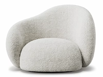 Plush Gray Accent Chair with Curved Design and Soft Texture for Modern Living Space 3d model
