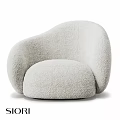 Plush Gray Accent Chair with Curved Design and Soft Texture for Modern Living Space