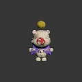 Cute White Plush Doll With Red Nose Yellow Top Ball And Purple Bow Tie