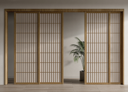 Japanese style sliding door paper sliding door sliding door 3d model