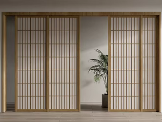 Japanese style sliding door paper sliding door sliding door 3d model