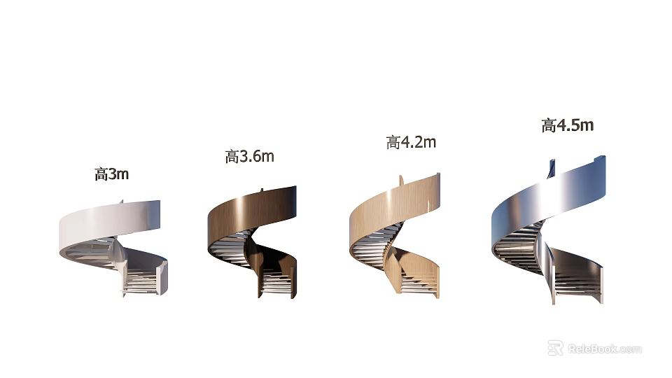 Spiral Staircase Design With Various Height Options For Interior Spaces 3d model