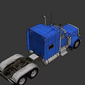 Blue Heavy Duty Semi Truck With Large Cab Dual Exhaust And Chrome Details