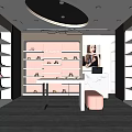 Elegant Aksow Shoe Store Interior With Pink Walls Shoe Displays And Seating