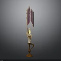 Ornate Decorative Candlestick With Curved Handle Burning Candle And Purple Accents