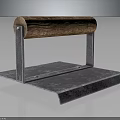 Metal Hand Press Tool With Wooden Grip And Steel Base For Material Flattening Tasks
