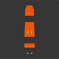 Three Separated Orange Industrial Mechanical Equipment Components With Holes And Bolts