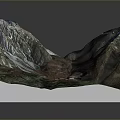 3D Mountain Terrain Model With Snowy Peaks Green Vegetation And Brown Landforms