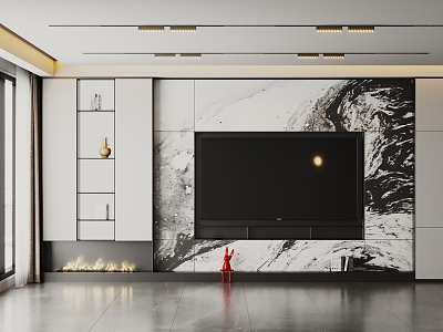 Modern TV background wall 3d model