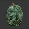 Green Carved Pendant With Intricate Design And Gold Ring For Accessories