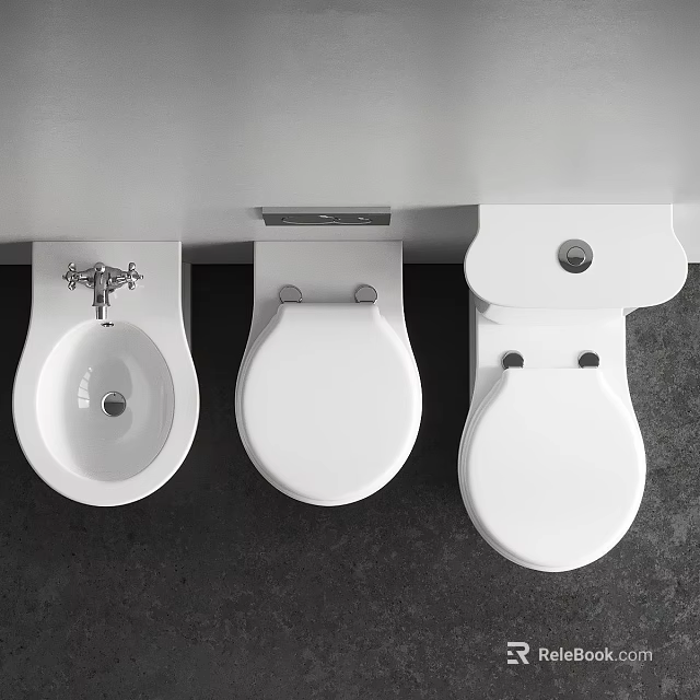 Different White Toilet Styles With Modern Design For Bathroom 3d model 