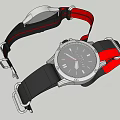 DUPLEX Watch with Silver Case Gray Dial and Orange Black Strap
