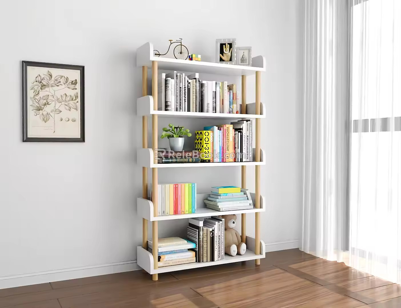 Bookshelf Storage Rack Data Rack Shelf 3d model