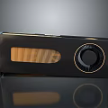 Black and Gold Graphics Card With Circular Fan And Ventilation Grilles Design 3d model